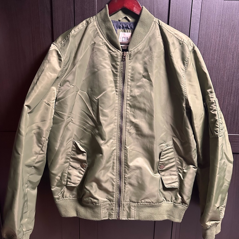 Men’s Gap Green Bomber Jacket, Size Large